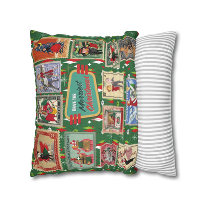 Kate McEnroe New York Retro Kitsch Christmas Vintage Stamp Throw Pillow Cover, 1950s Franciscan Diamond Starburst Holiday CushionThrow Pillow Covers21703667307641154329