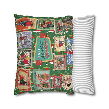 Kate McEnroe New York Retro Kitsch Christmas Vintage Stamp Throw Pillow Cover, 1950s Franciscan Diamond Starburst Holiday CushionThrow Pillow Covers21703667307641154329