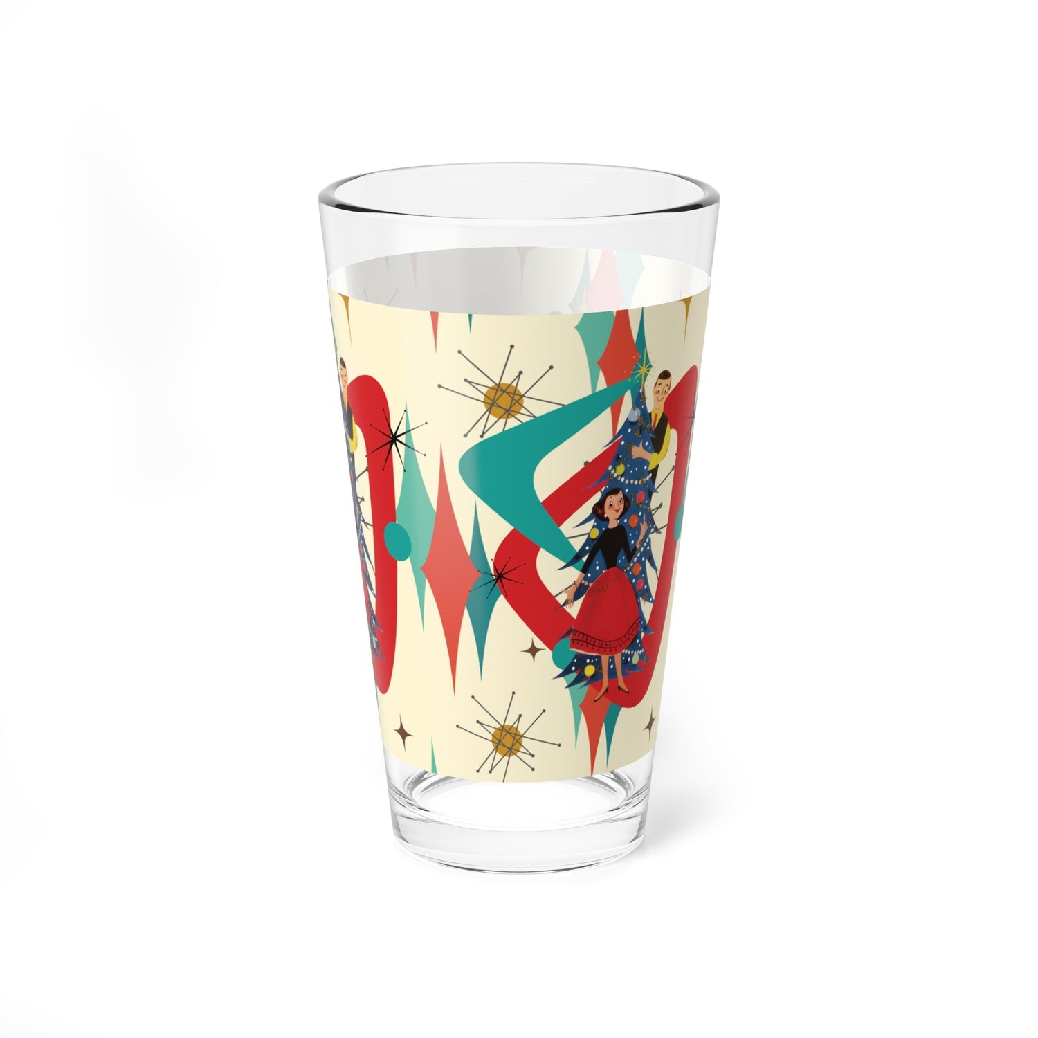 Kate McEnroe New York Retro Kitsch Franciscan Starburst Pint Glass, 1950s Mid Century Modern Barware, Atomic Christmas DrinkwarePint Glasses79717096528862174121