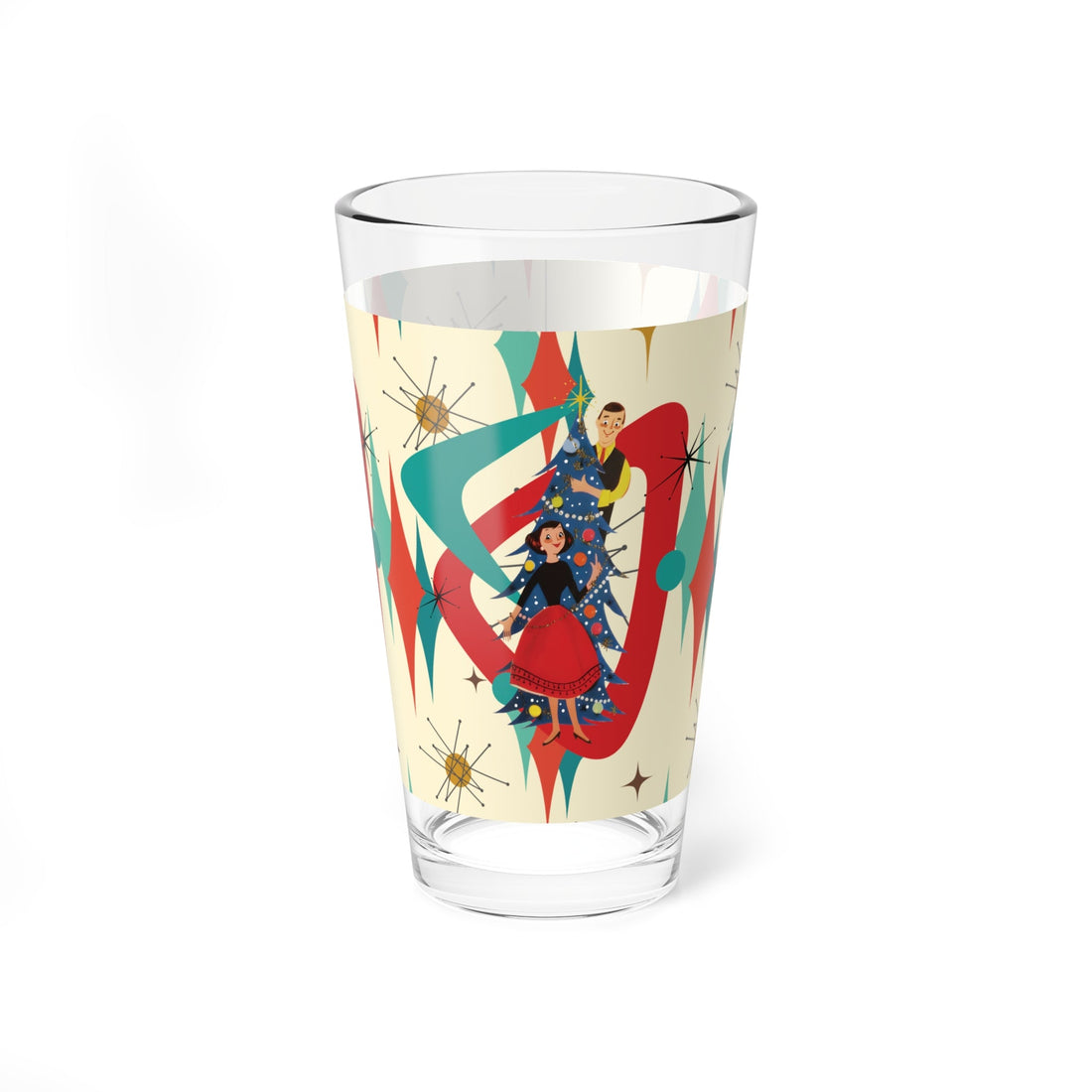 Kate McEnroe New York Retro Kitsch Franciscan Starburst Pint Glass, 1950s Mid Century Modern Barware, Atomic Christmas DrinkwarePint Glasses79717096528862174121