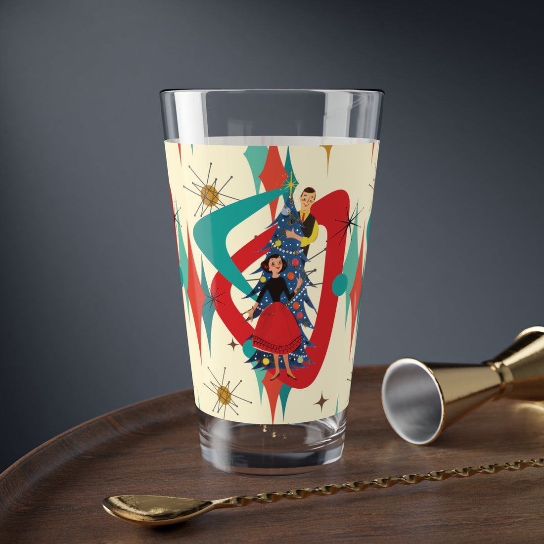 Kate McEnroe New York Retro Kitsch Franciscan Starburst Pint Glass, 1950s Mid Century Modern Barware, Atomic Christmas DrinkwarePint Glasses79717096528862174121