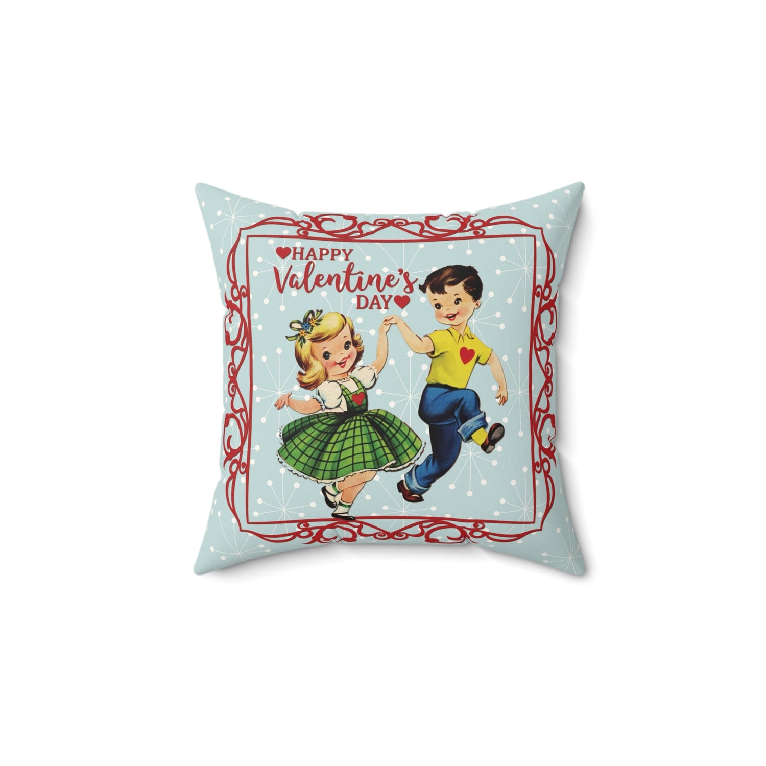 Kate McEnroe New York Retro Kitsch Starburst Valentine Throw Pillow, Mid Century Modern 50s Dancing Boy Girl Romantic CushionThrow Pillows31837705324874074863