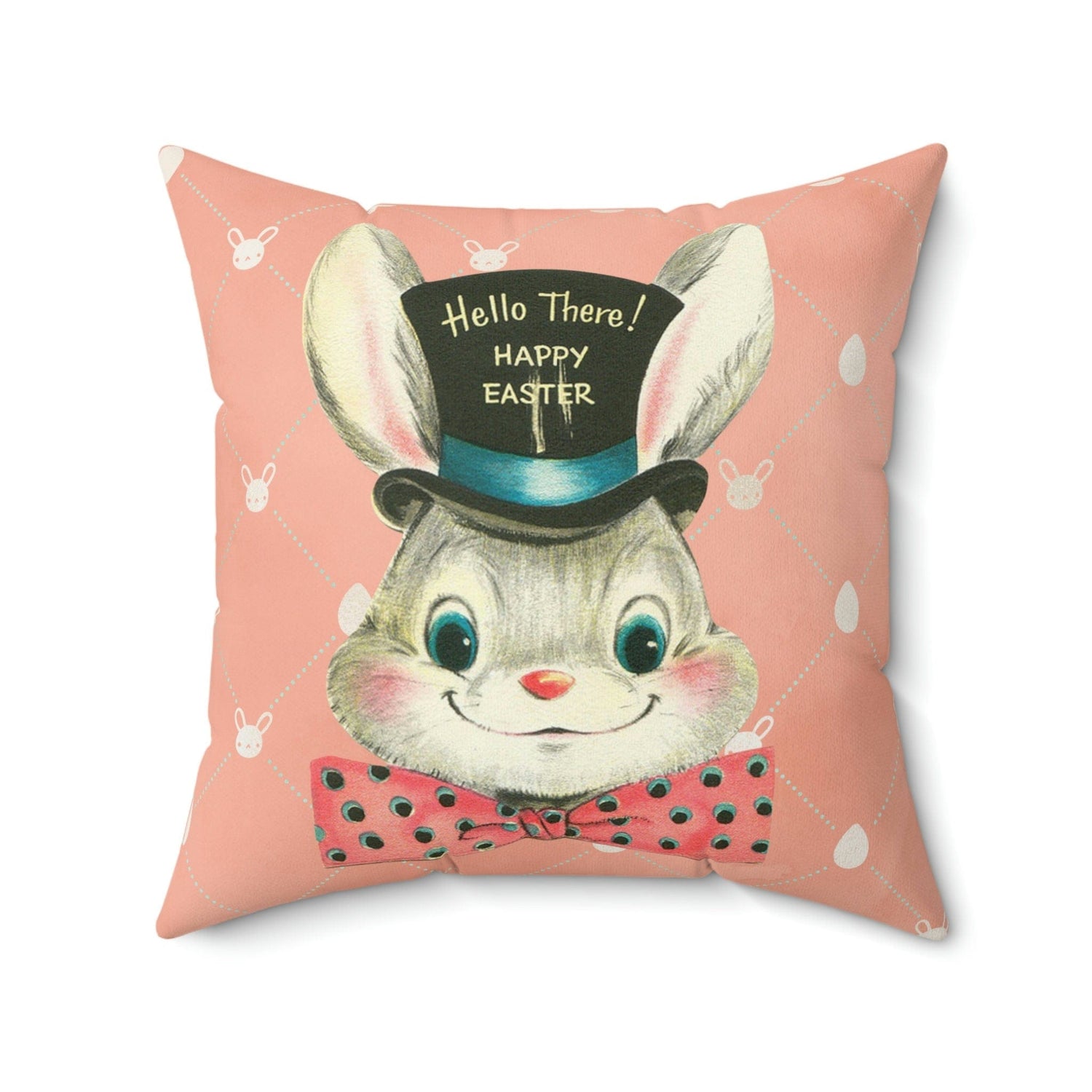 Kate McEnroe New York Retro Kitschy Vintage Easter Card Inspired Art Throw Pillow Cover Throw Pillow Covers 18&quot; × 18&quot; 53138647349194784188