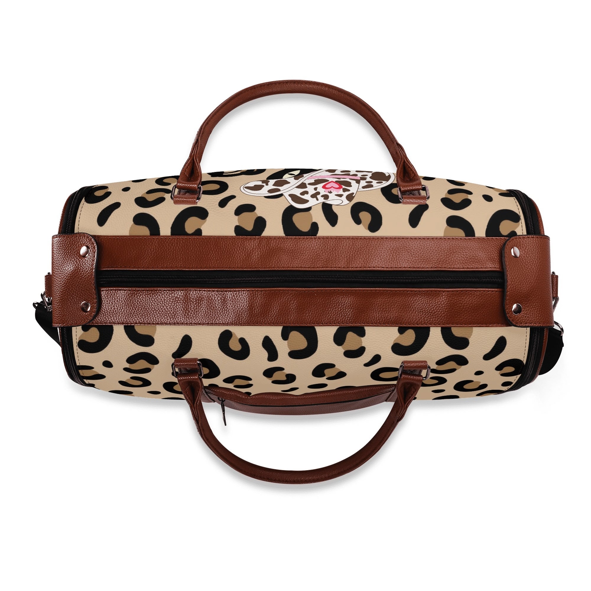 Kate McEnroe New York Retro Leopard Print Atomic Cat Rockabilly Foldable Duffel BagDuffel BagsNM646XLW - 1
