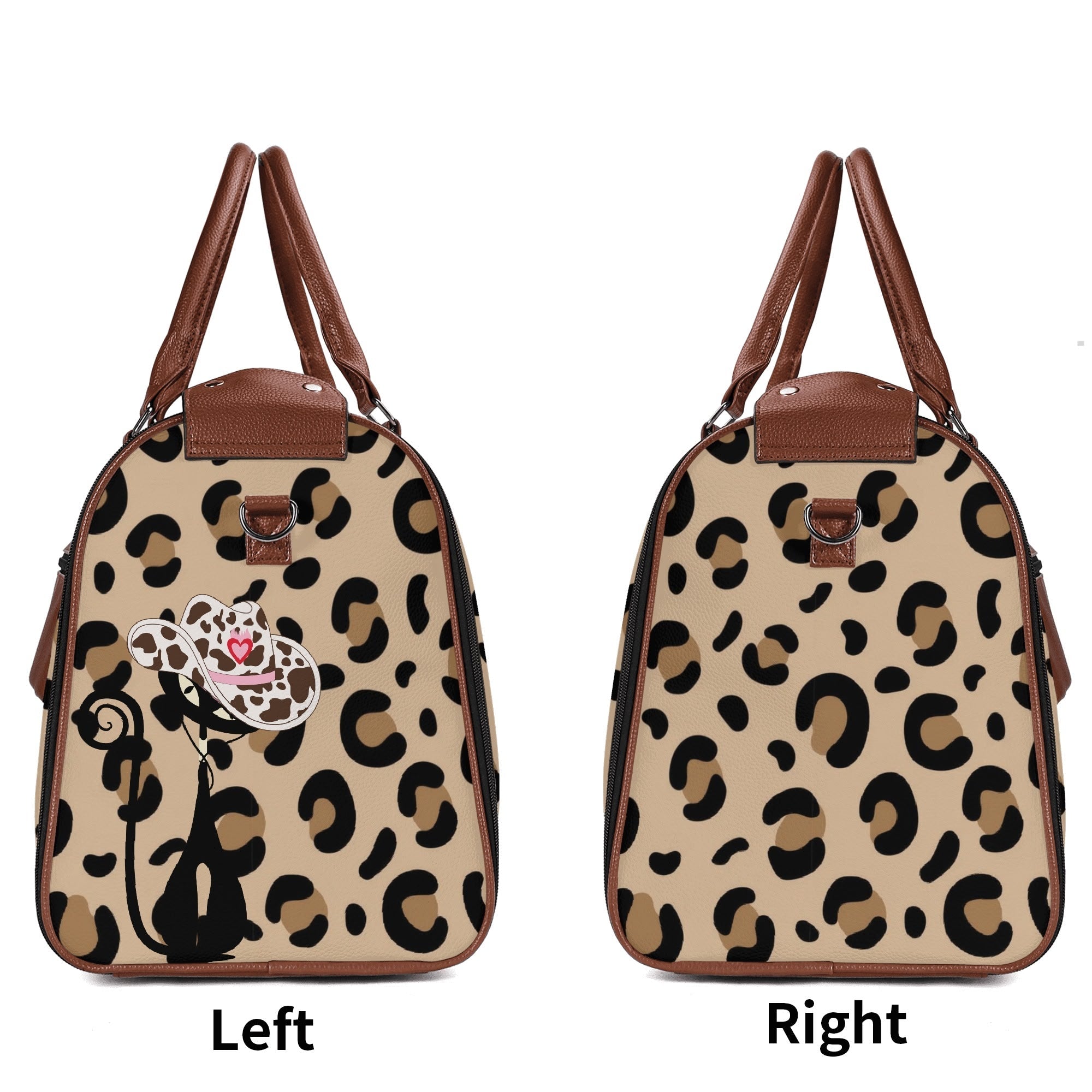 Kate McEnroe New York Retro Leopard Print Atomic Cat Rockabilly Foldable Duffel BagDuffel BagsNM646XLW - 1