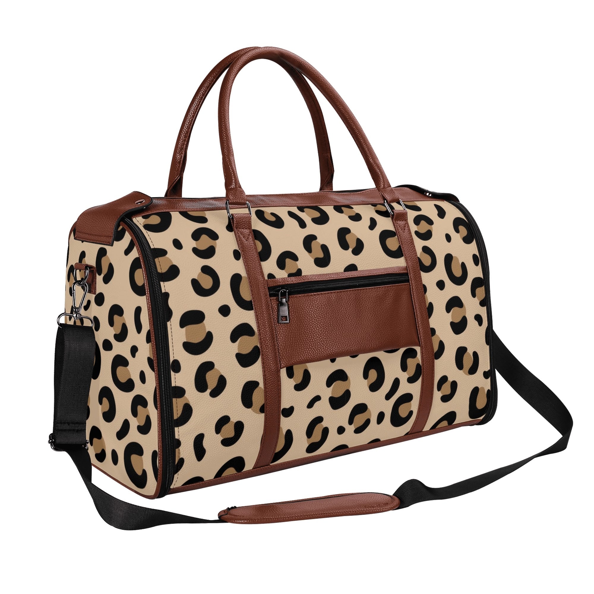 Kate McEnroe New York Retro Leopard Print Atomic Cat Rockabilly Foldable Duffel BagDuffel BagsNM646XLW - 1