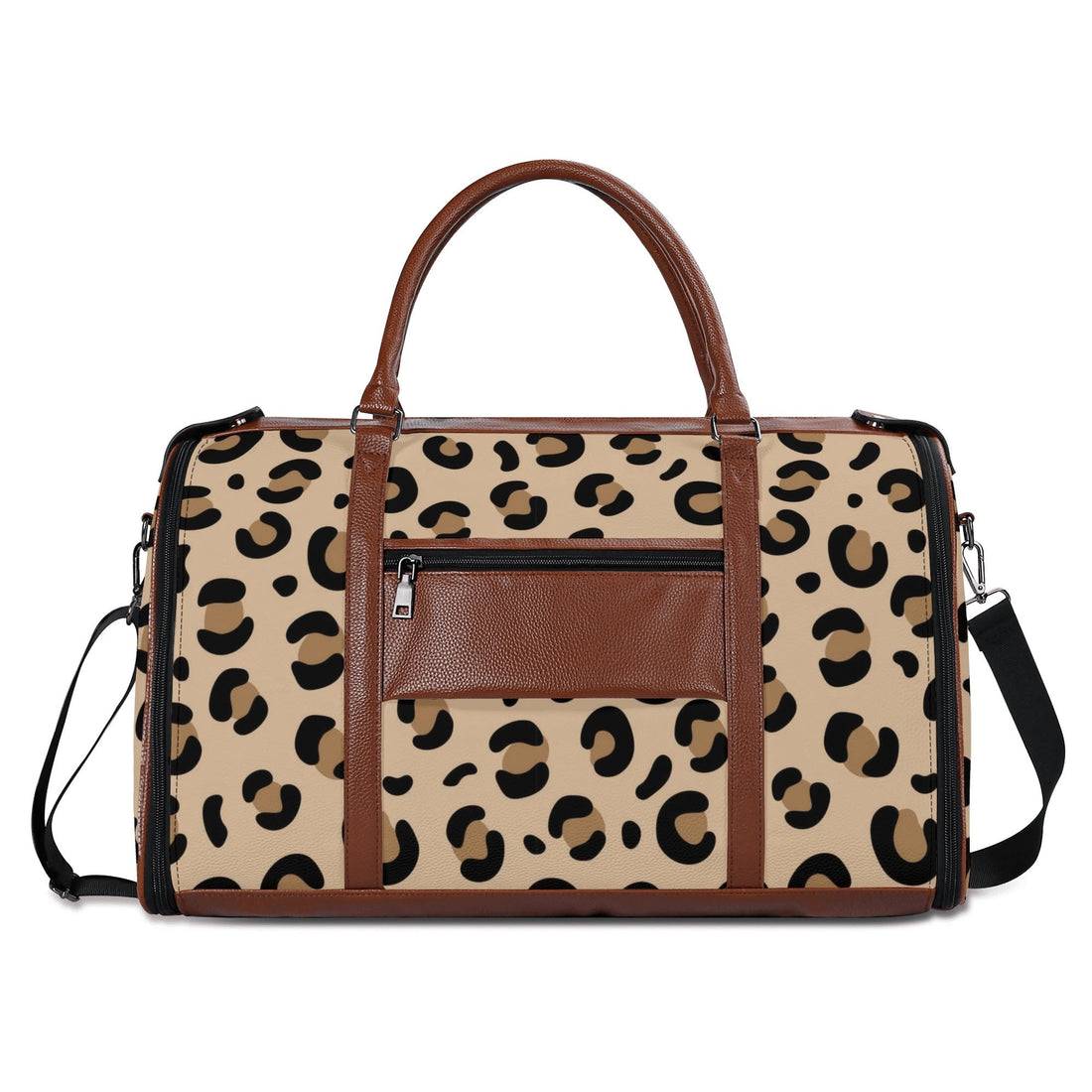 Kate McEnroe New York Retro Leopard Print Atomic Cat Rockabilly Foldable Duffel BagDuffel BagsNM646XLW - 1