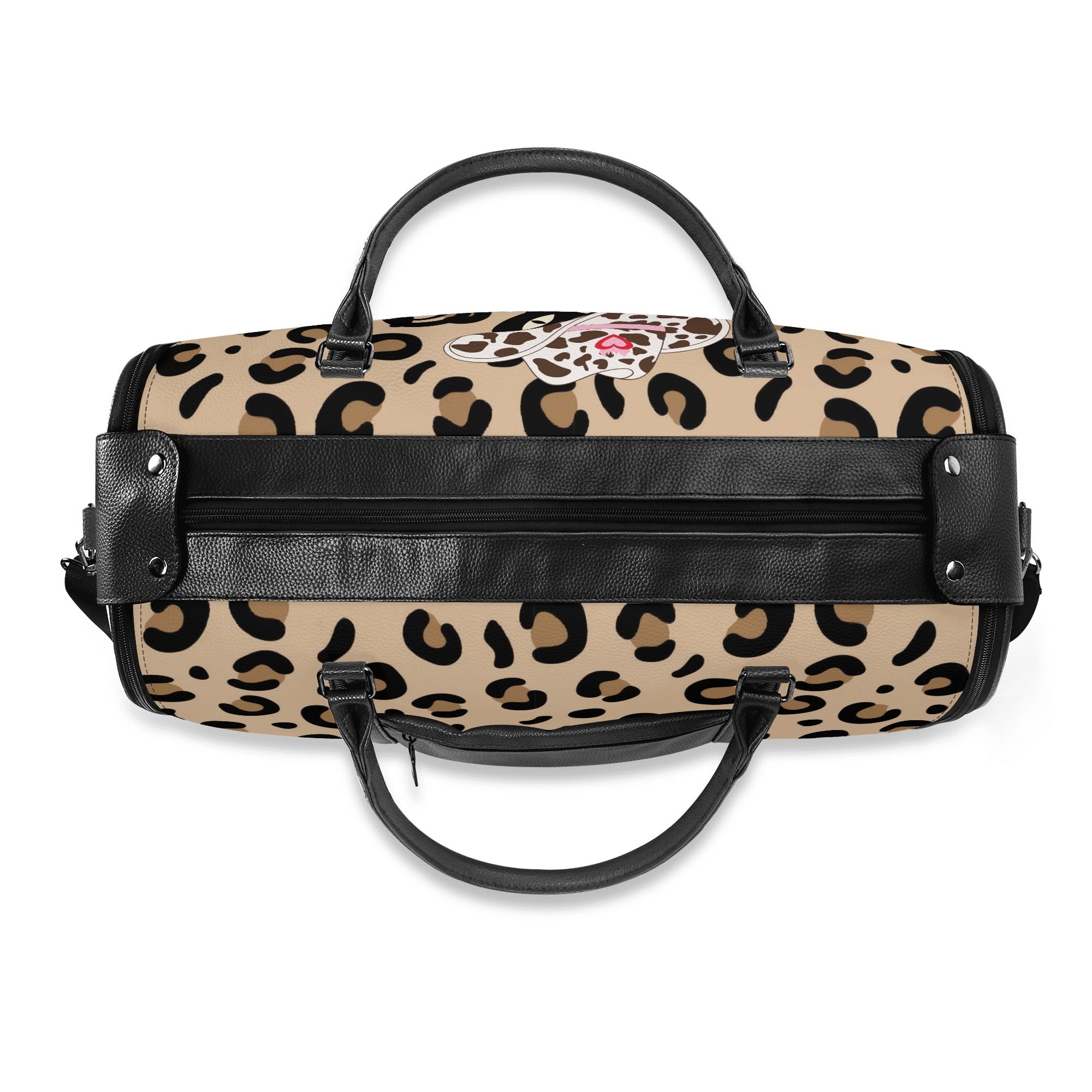 Kate McEnroe New York Retro Leopard Print Atomic Cat Rockabilly Foldable Duffel BagDuffel BagsNM646XLW - 2