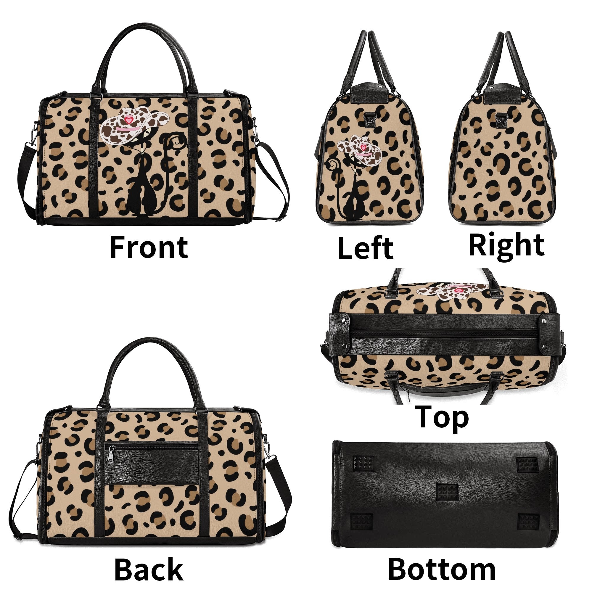 Kate McEnroe New York Retro Leopard Print Atomic Cat Rockabilly Foldable Duffel BagDuffel BagsNM646XLW - 2