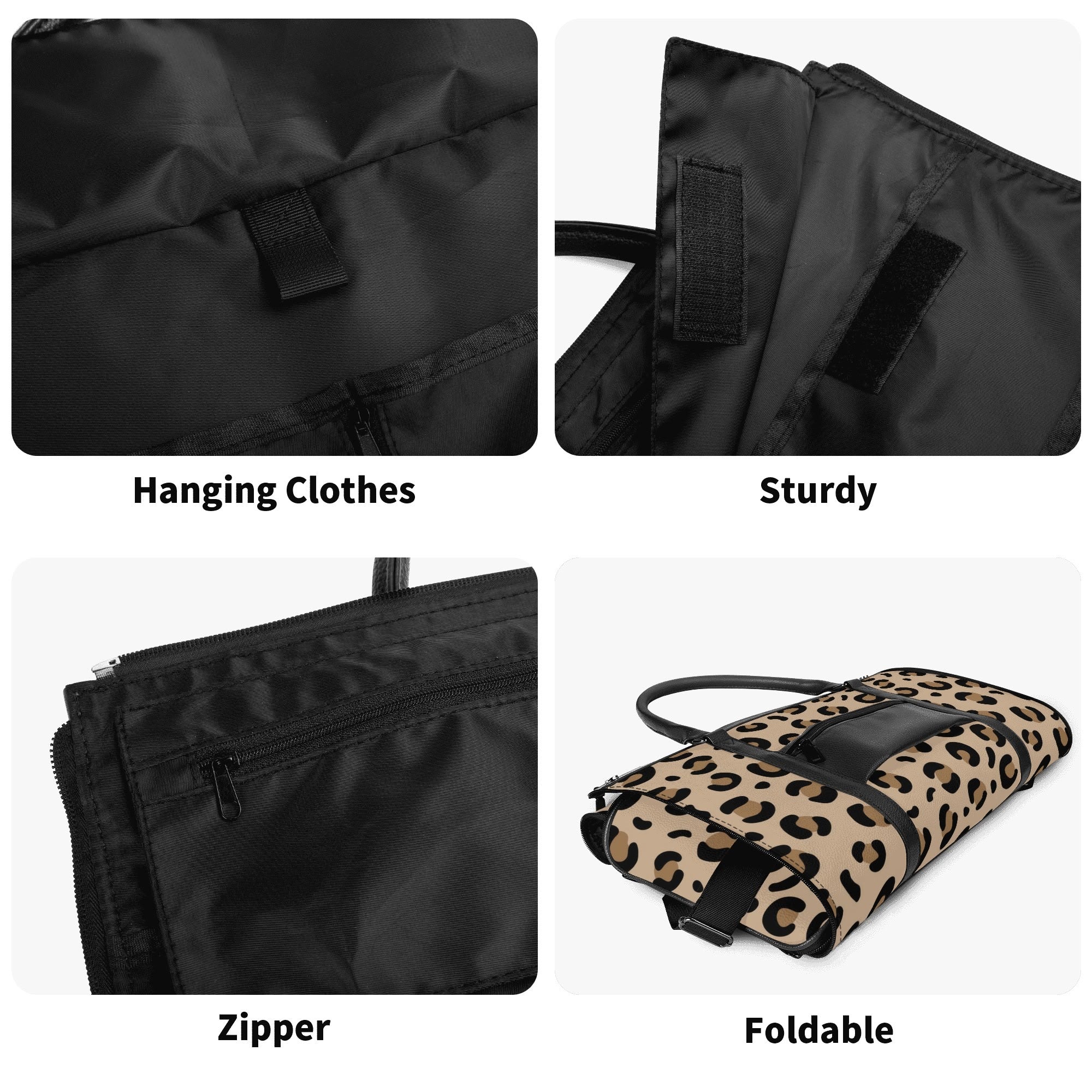 Kate McEnroe New York Retro Leopard Print Atomic Cat Rockabilly Foldable Duffel BagDuffel BagsNM646XLW - 2
