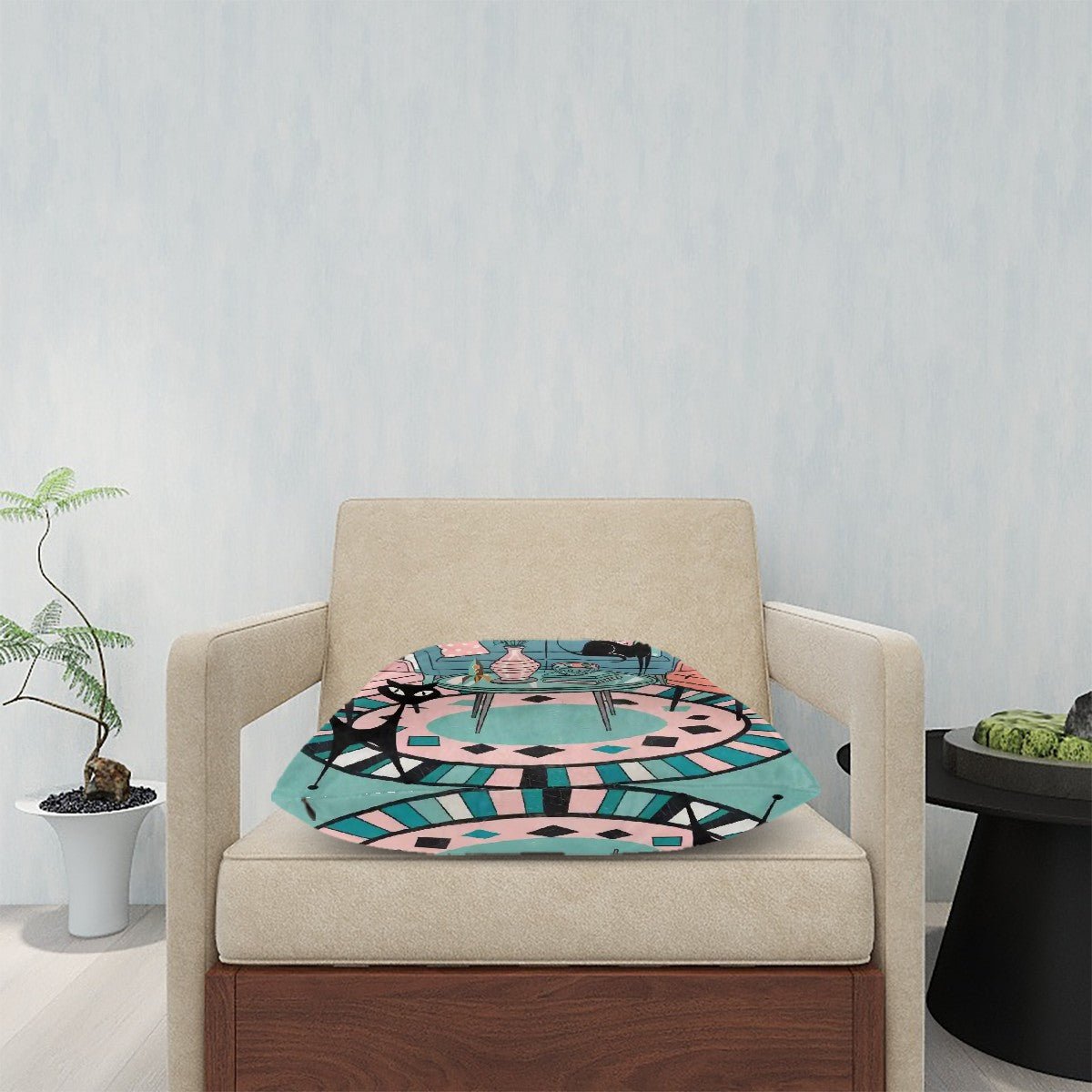 Kate McEnroe New York Retro Lounge Atomic Cat Pillow Cover Set, Mid Century Modern Bookish Decor, MCM 50s Living Room Throw CoversThrow Pillow Covers9Y4DJaqvsL
