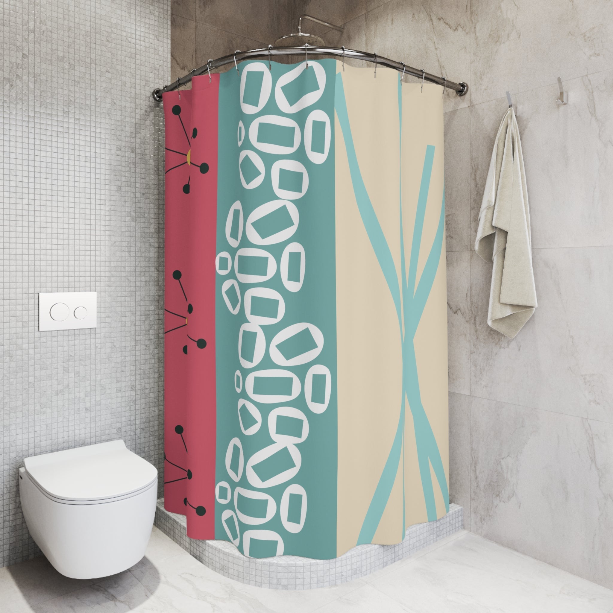 Kate McEnroe New York Retro MCM Abstract Sputnik Shower Curtain, Mid Century Modern Geometric Bathroom AccentShower Curtains21060348202966432971