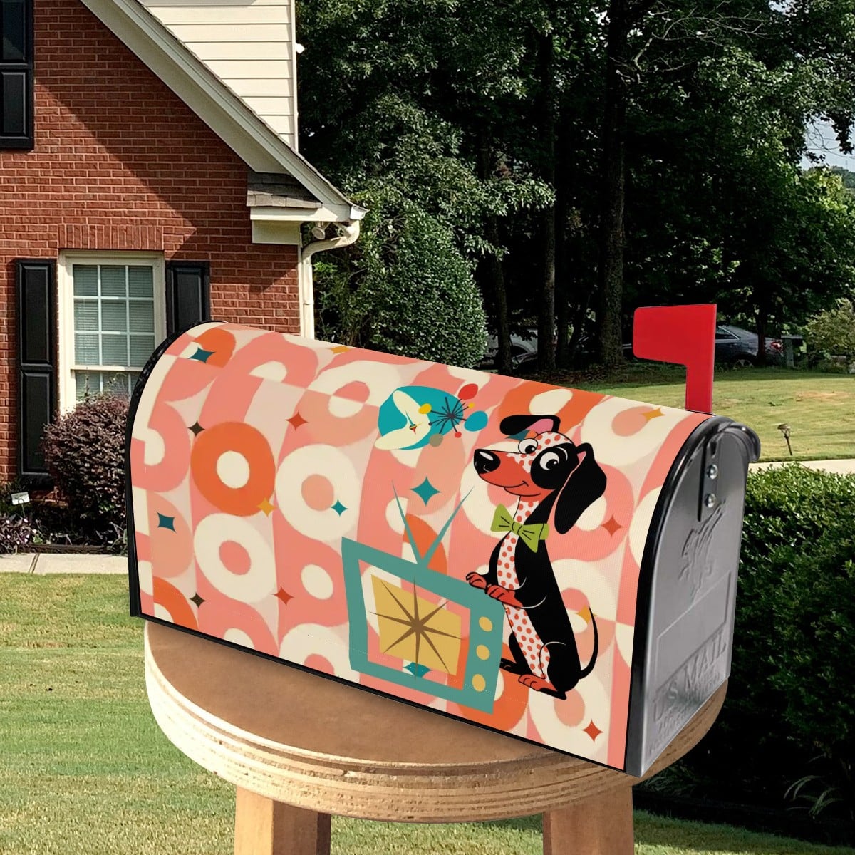 Kate McEnroe New York Retro MCM Atomic Dachshund Magnetic Mailbox CoverMailbox CoversrjYqipaF7M