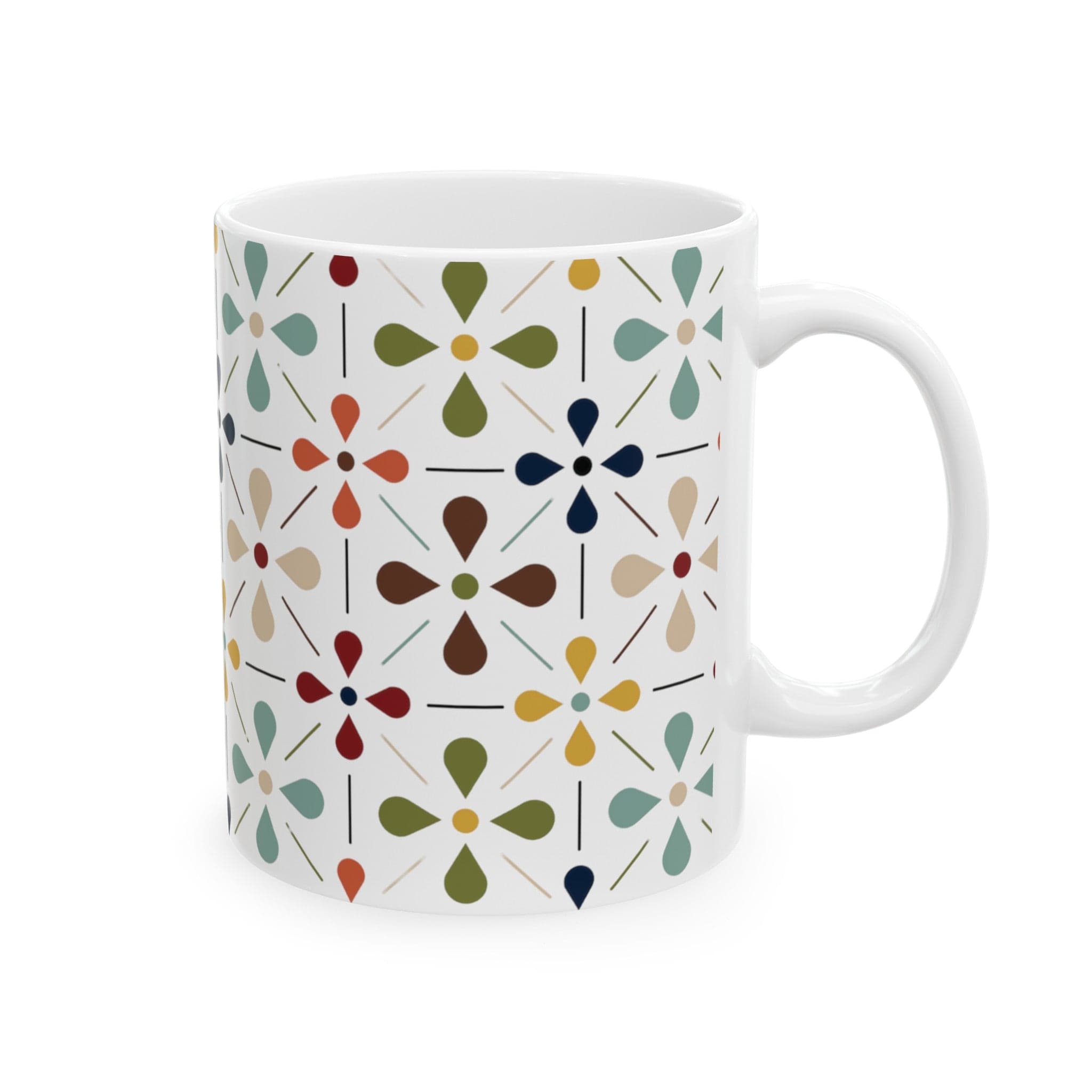 Kate McEnroe New York Retro MCM Coffee Mug, 60s Mid Century Modern Cream, Teal and Mustard Drinkware giftMugs13507940553557444841