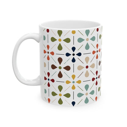 Kate McEnroe New York Retro MCM Coffee Mug, 60s Mid Century Modern Cream, Teal and Mustard Drinkware giftMugs13507940553557444841