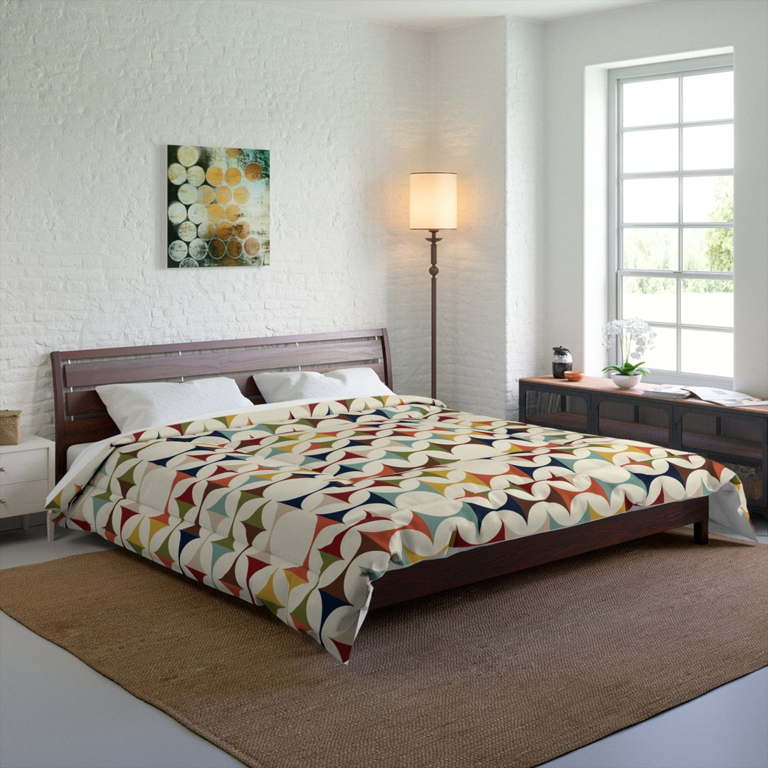 Kate McEnroe New York Retro MCM Comforter, Mid Century Modern Bedding, Vibrant Geometric Scandinavian Modern Danish Bedroom DecorComforters32720565317412503482