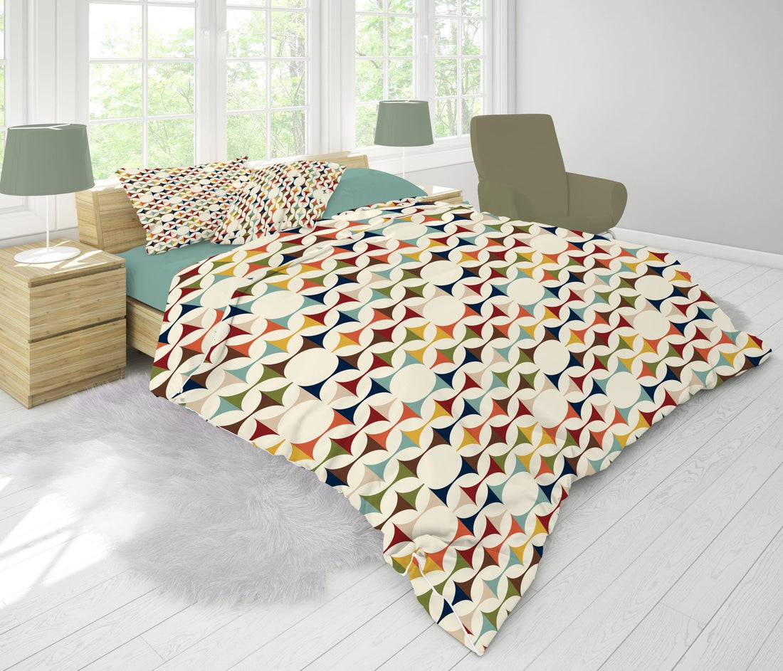 Kate McEnroe New York Retro MCM Comforter, Mid Century Modern Bedding, Vibrant Geometric Scandinavian Modern Danish Bedroom DecorComforters85376449704636856454