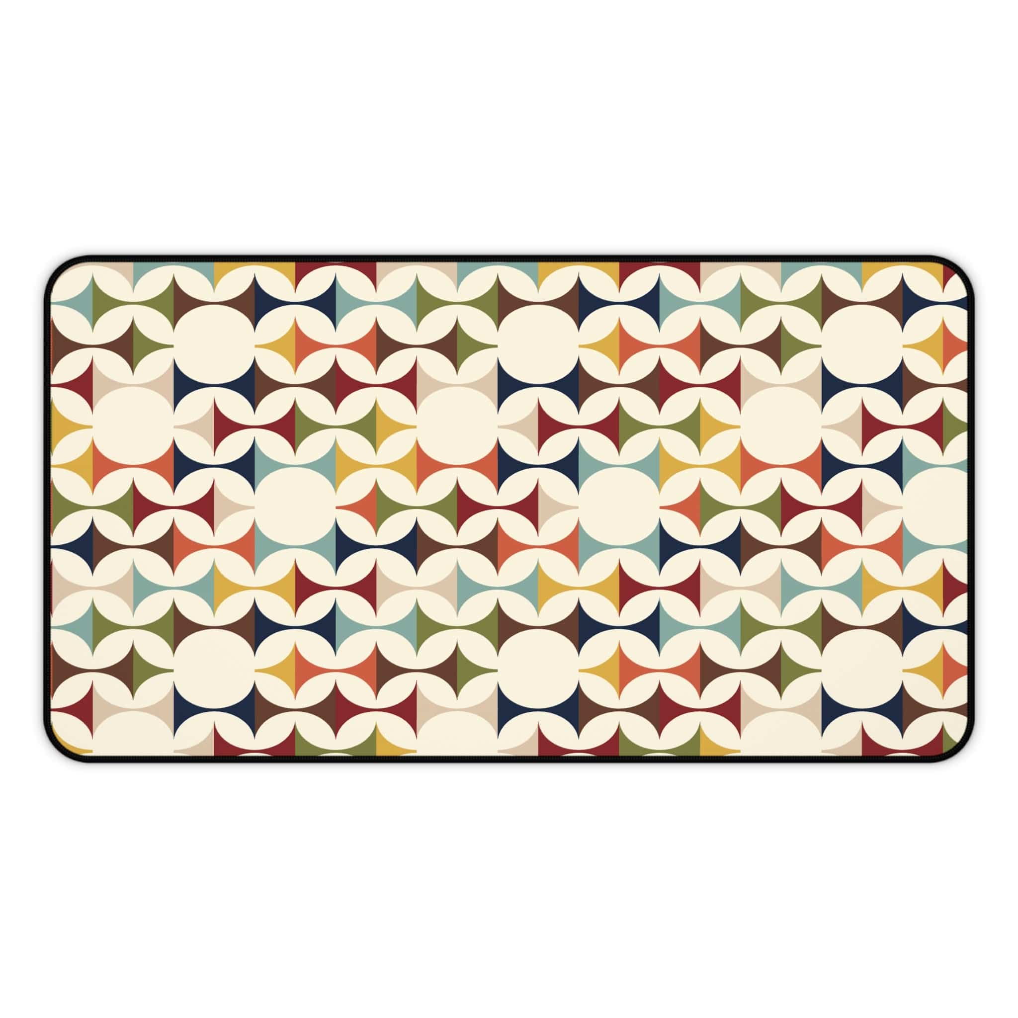 Kate McEnroe New York Retro MCM Desk Mat, 50s Mid Century Modern Geometric Cream, Teal, Mustard, and Rust Office DecorDesk Pads18092838521768234096