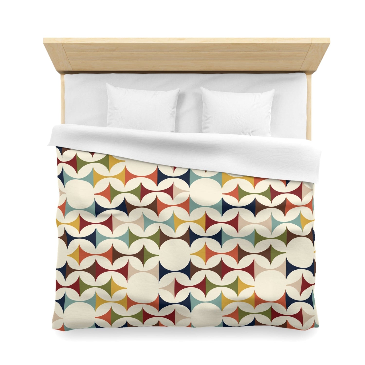 Printify Retro MCM Duvet Cover, Mid Century Modern Bedding, Vibrant Geometric Scandinavian Modern Danish Bed Decor Home Decor