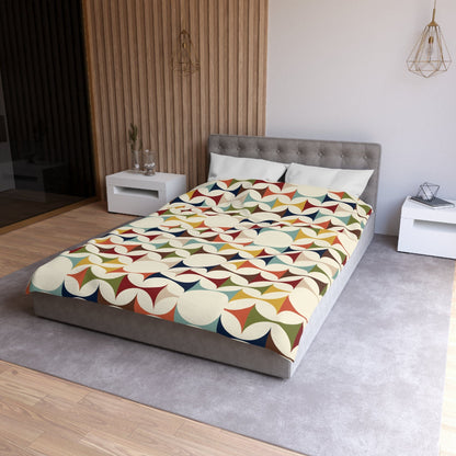 Printify Retro MCM Duvet Cover, Mid Century Modern Bedding, Vibrant Geometric Scandinavian Modern Danish Bed Decor Home Decor Twin / White 63397233981422002308