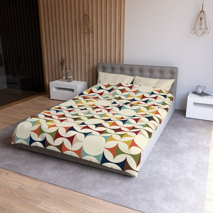 Printify Retro MCM Duvet Cover, Mid Century Modern Bedding, Vibrant Geometric Scandinavian Modern Danish Bed Decor Home Decor Twin XL / Cream 36267608590040283305