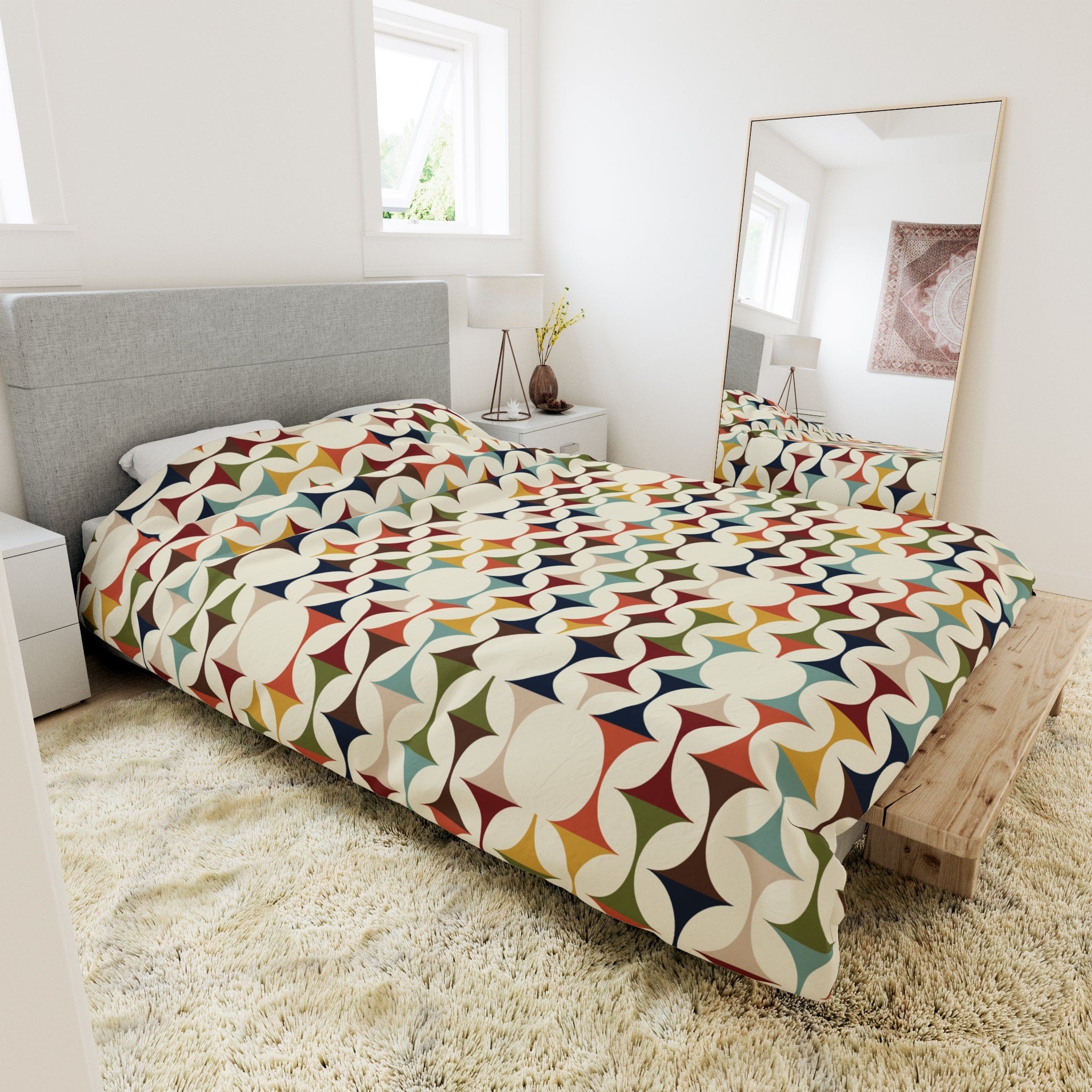 Kate McEnroe New York Retro MCM Duvet Cover, Mid Century Modern Bedding, Vibrant Geometric Scandinavian Modern Danish Bed DecorDuvet Covers36267608590040283305