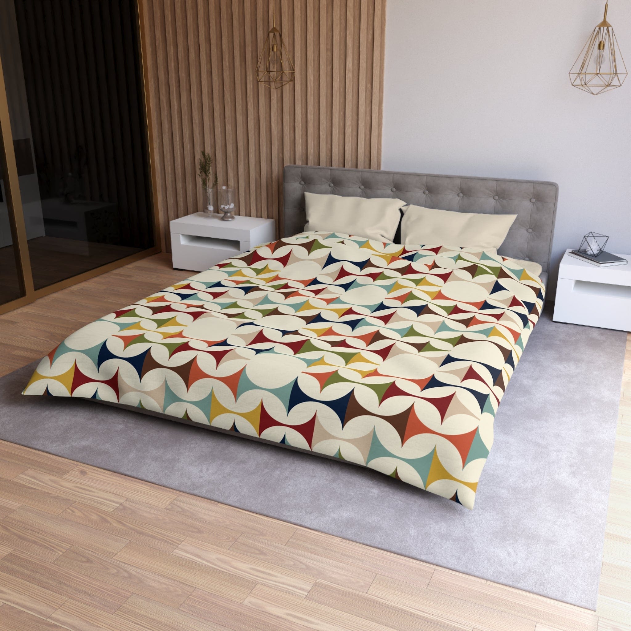 Kate McEnroe New York Retro MCM Duvet Cover, Mid Century Modern Bedding, Vibrant Geometric Scandinavian Modern Danish Bed DecorDuvet Covers73501957840486282415