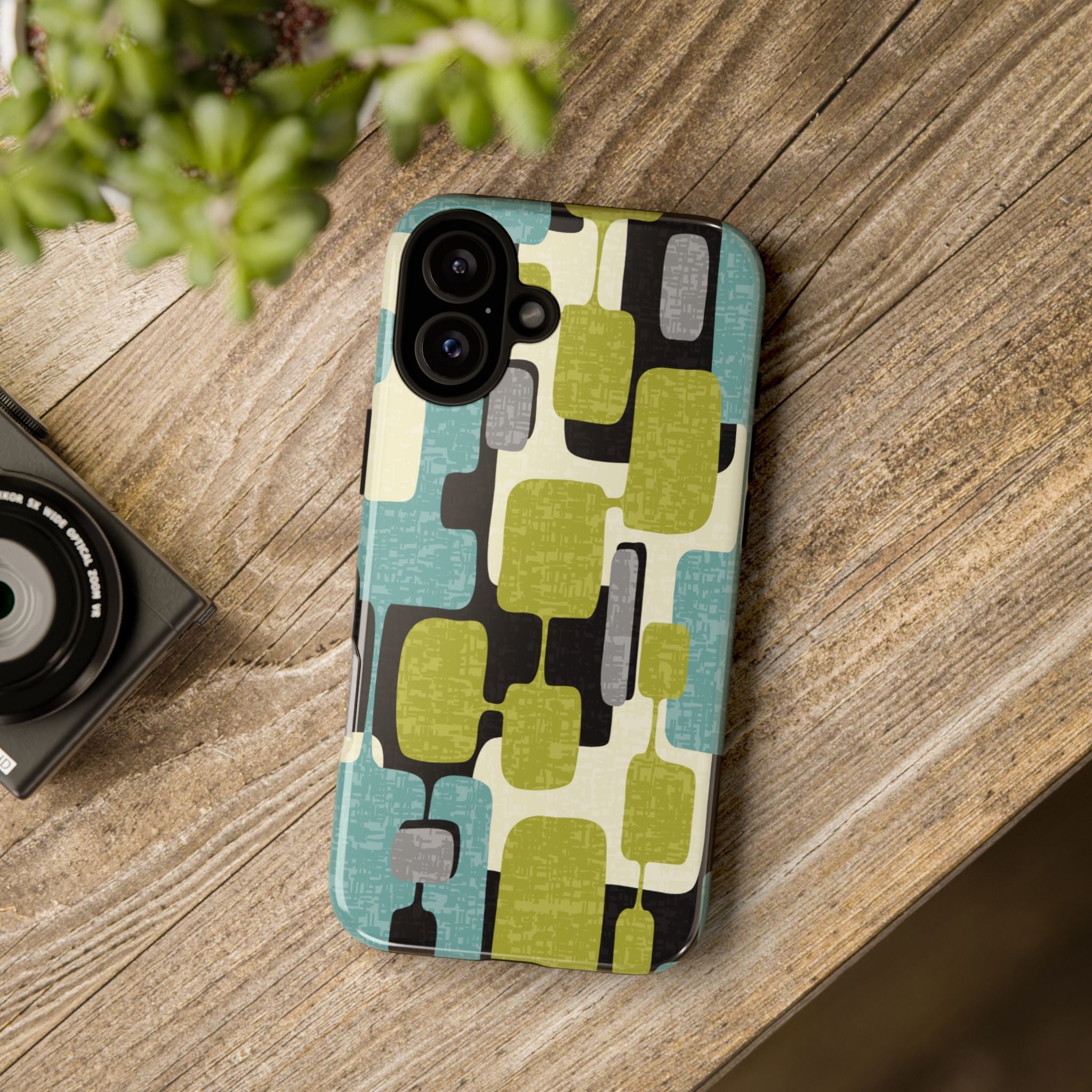 Kate McEnroe New York Retro MCM Geometric iPhone Case, Mid Century Modern Block Abstract Phone CoverPhone Cases11902623881815847770