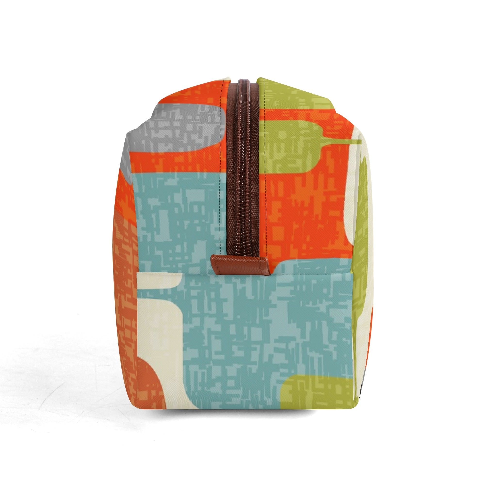 Kate McEnroe New York Retro MCM Geometric Orange Teal Green Dopp Kit, Mid Century Modern Toiletry BagCosmetic &amp; Toiletry BagsW1KVJM9N - 1