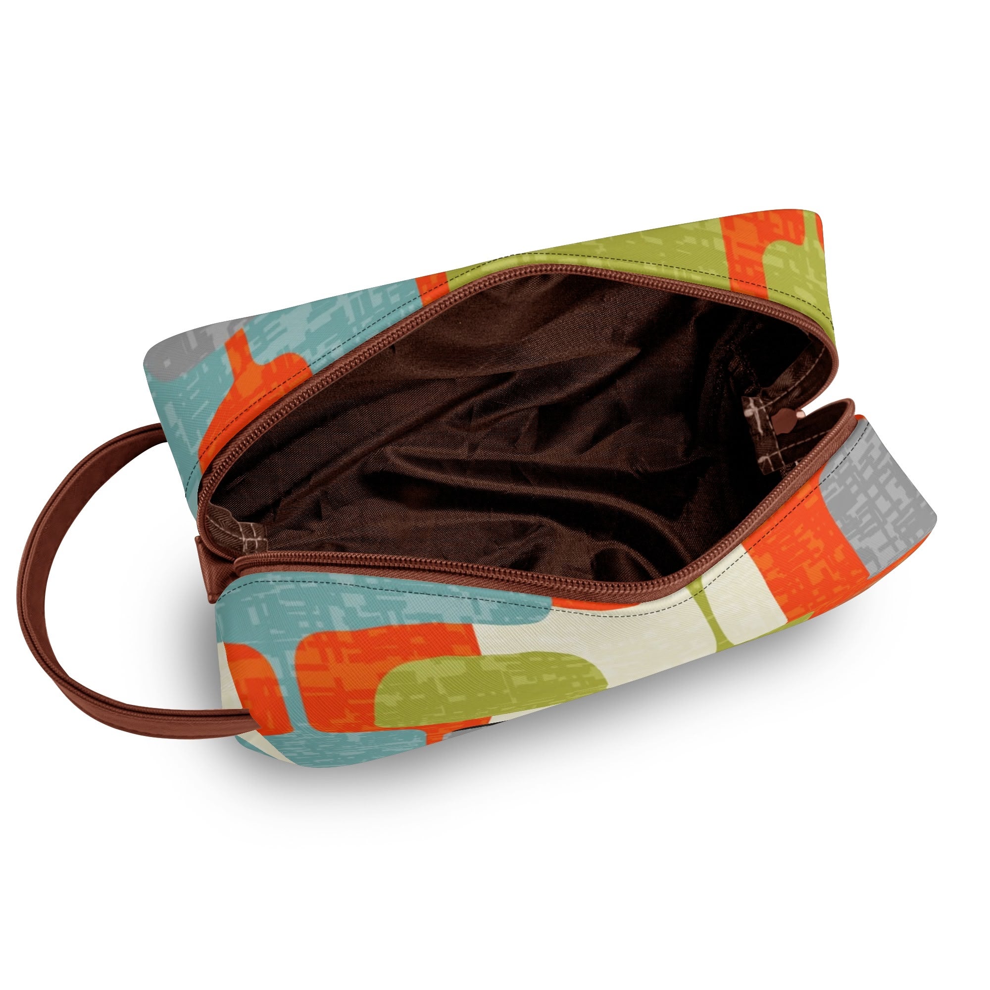 Kate McEnroe New York Retro MCM Geometric Orange Teal Green Dopp Kit, Mid Century Modern Toiletry BagCosmetic &amp; Toiletry BagsW1KVJM9N - 1