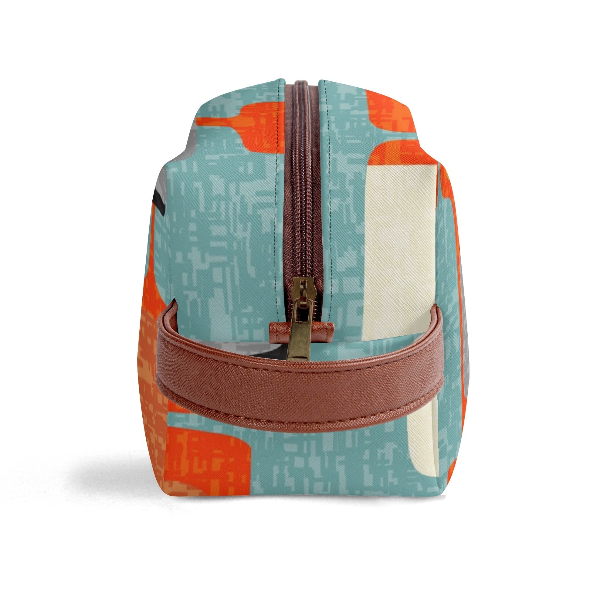 Kate McEnroe New York Retro MCM Geometric Orange Teal Green Dopp Kit, Mid Century Modern Toiletry BagCosmetic &amp; Toiletry BagsW1KVJM9N - 1