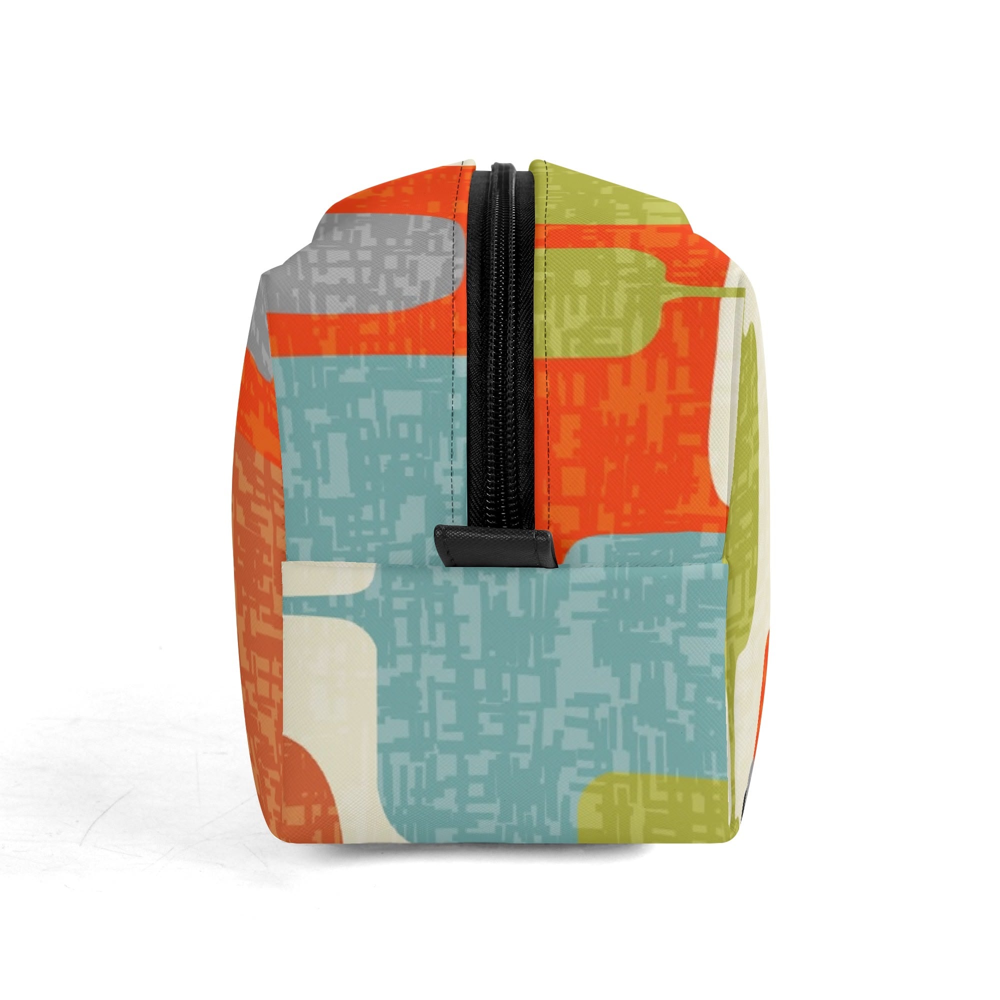 Kate McEnroe New York Retro MCM Geometric Orange Teal Green Dopp Kit, Mid Century Modern Toiletry BagCosmetic &amp; Toiletry BagsW1KVJM9N - 2