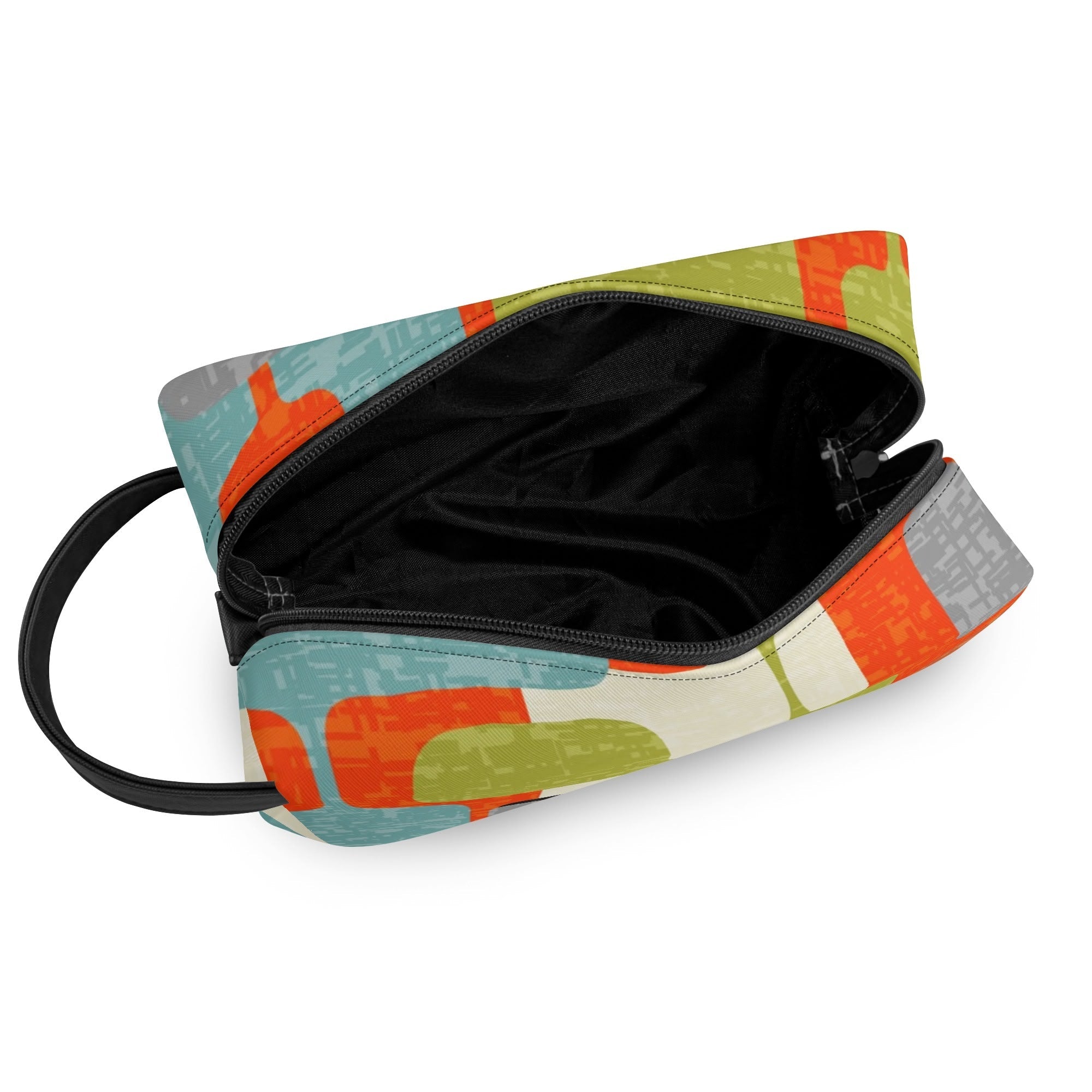 Kate McEnroe New York Retro MCM Geometric Orange Teal Green Dopp Kit, Mid Century Modern Toiletry BagCosmetic &amp; Toiletry BagsW1KVJM9N - 2