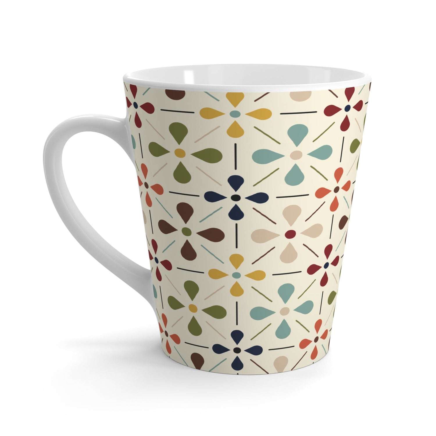 Kate McEnroe New York Retro MCM Latte Mug, 50s Mid Century Modern Cream, Teal and Mustard Drinkware giftMugs20118389232420988804
