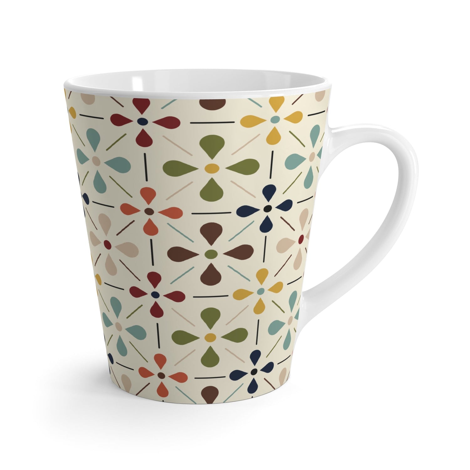 Kate McEnroe New York Retro MCM Latte Mug, 50s Mid Century Modern Cream, Teal and Mustard Drinkware giftMugs20118389232420988804