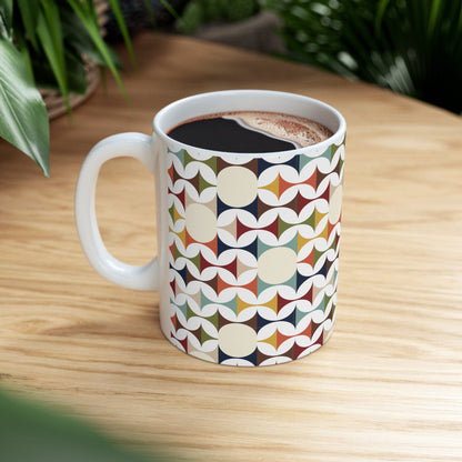 Kate McEnroe New York Retro MCM Mug, 50s Mid Century Modern Geometric Cream, Teal, Mustard, and Rust DrinkwareMugs65247843566707532670