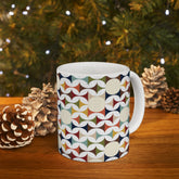 Kate McEnroe New York Retro MCM Mug, 50s Mid Century Modern Geometric Cream, Teal, Mustard, and Rust DrinkwareMugs65247843566707532670