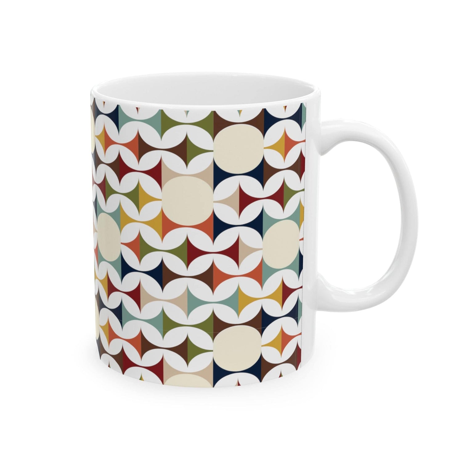 Kate McEnroe New York Retro MCM Mug, 50s Mid Century Modern Geometric Cream, Teal, Mustard, and Rust DrinkwareMugs65247843566707532670