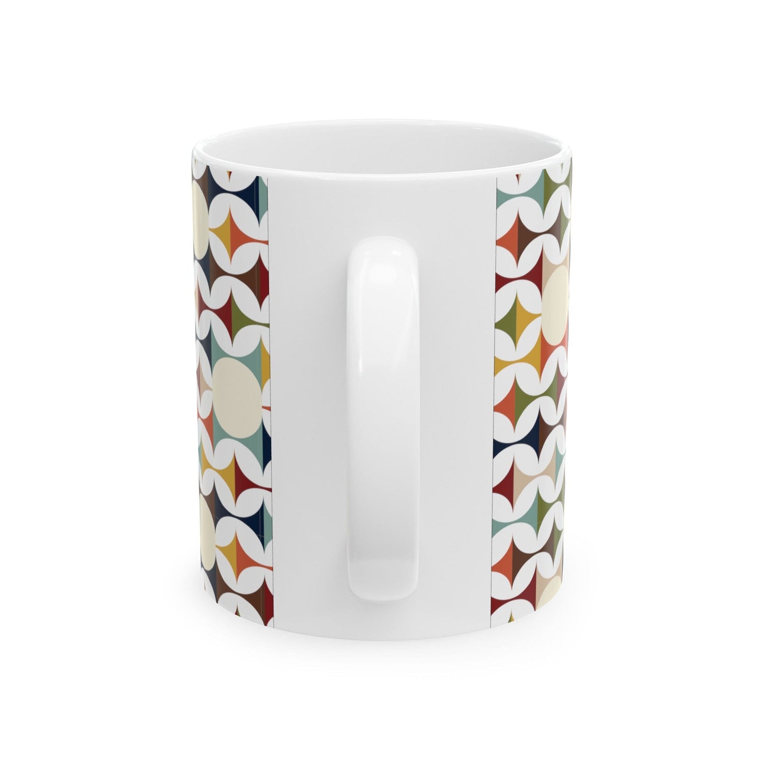 Kate McEnroe New York Retro MCM Mug, 50s Mid Century Modern Geometric Cream, Teal, Mustard, and Rust DrinkwareMugs65247843566707532670