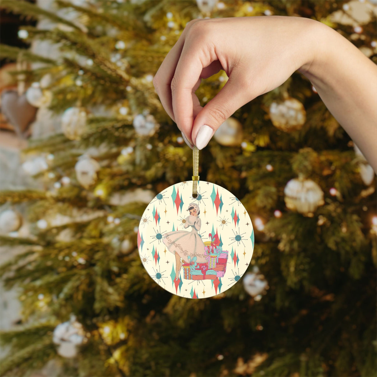 Kate McEnroe New York Retro Mid Century Kitsch Vintage Christmas Card Art OrnamentOrnaments23646841729315064204