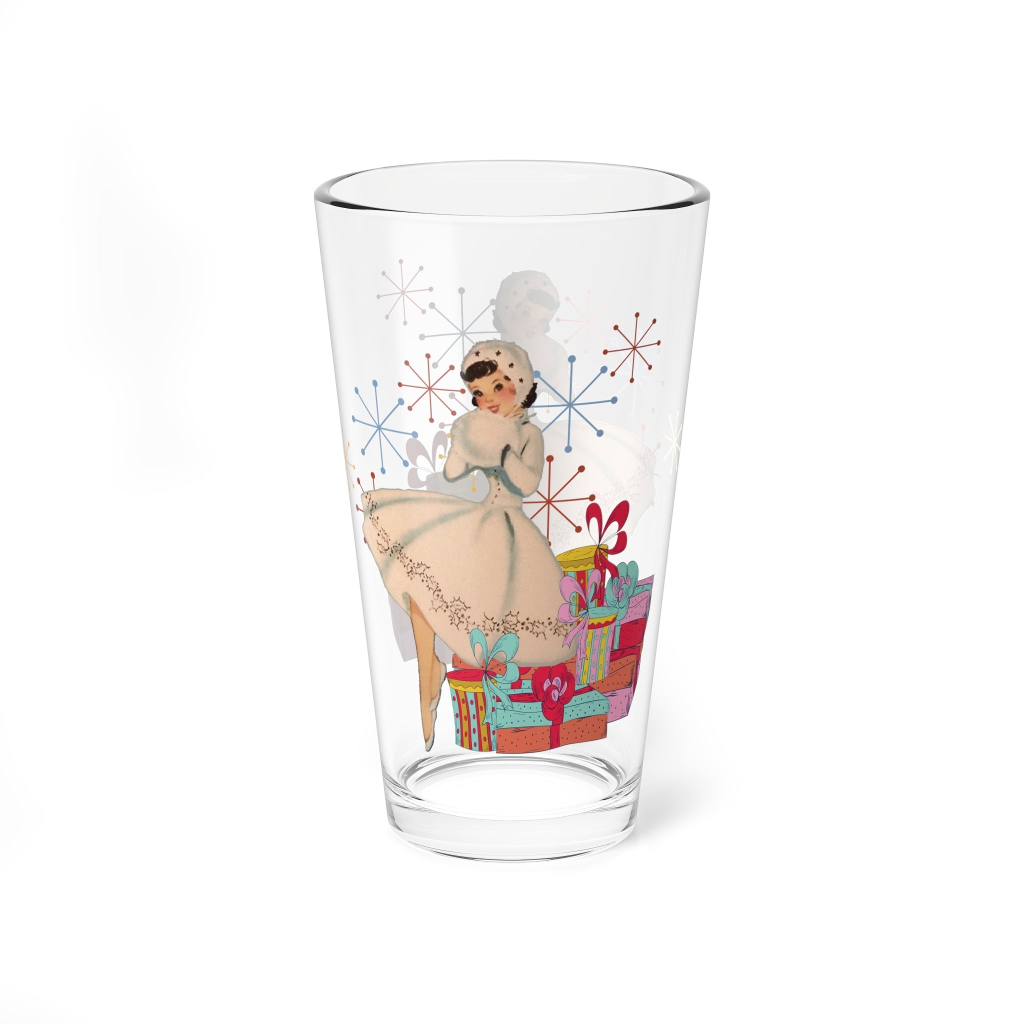 Kate McEnroe New York Retro Mid Century Kitsch Vintage Christmas Card Art Pint GlassPint Glasses19765387339482298873