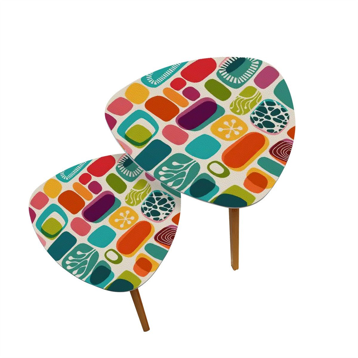 Kate McEnroe New York Retro Mid Century Modern Amoeba Coffee Tables, MCM Geometric Nesting Side Tables, Colorful 60s Accent FurnitureAccent Tables3RERNgufFK