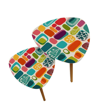 Kate McEnroe New York Retro Mid Century Modern Amoeba Coffee Tables, MCM Geometric Nesting Side Tables, Colorful 60s Accent FurnitureAccent Tables3RERNgufFK