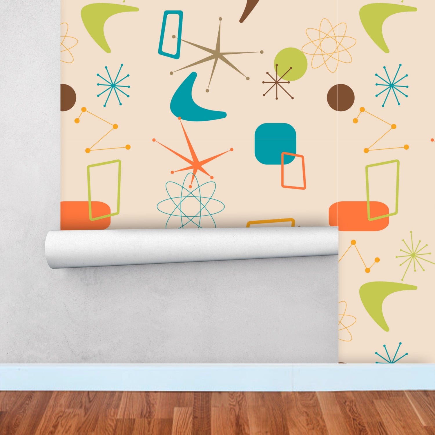 Kate McEnroe New York Retro Mid Century Modern Boomerang Starburst Peel and Stick Wallpaper PanelsWallpaper75656