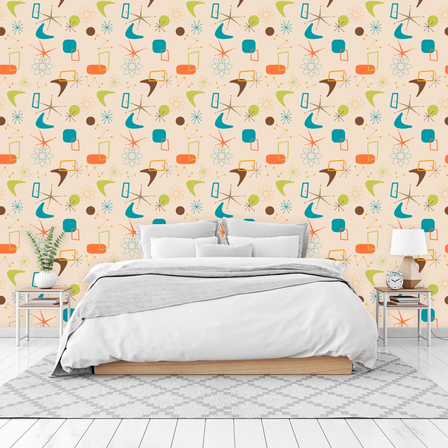 Kate McEnroe New York Retro Mid Century Modern Boomerang Starburst Peel and Stick Wallpaper PanelsWallpaper75656