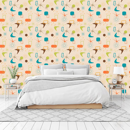 Kate McEnroe New York Retro Mid Century Modern Boomerang Starburst Peel and Stick Wallpaper PanelsWallpaper75656