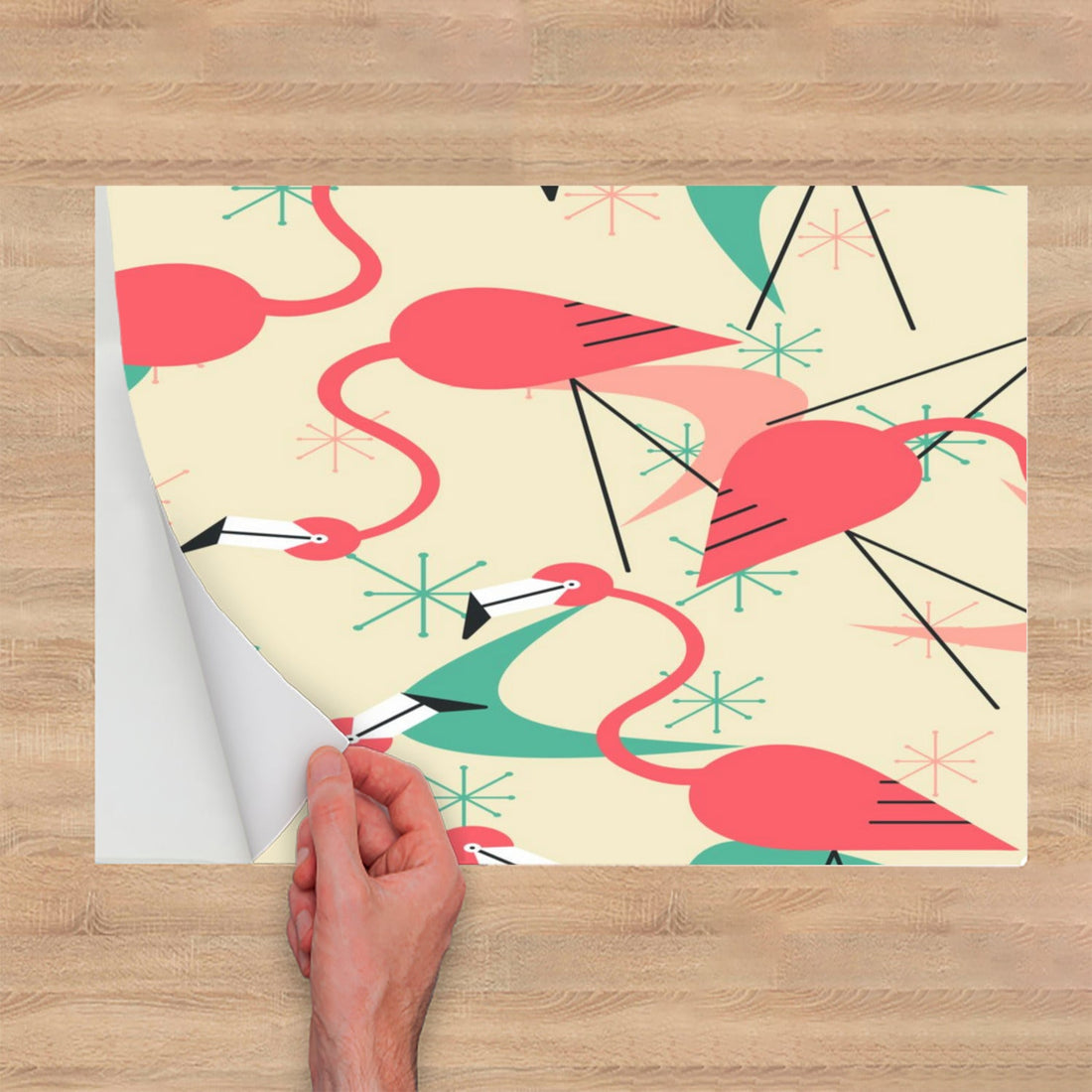 Kate McEnroe New York Retro Mid Century Modern Flamingo Textured Peel and Stick Wallpaper PanelsWallpaper118951