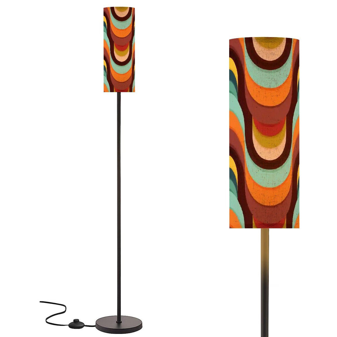 Kate McEnroe New York Retro Mid Century Modern Floor Lamp, 70s Groovy Waves Cylinder Shade LightingFloor LampspeOnKlcCtB