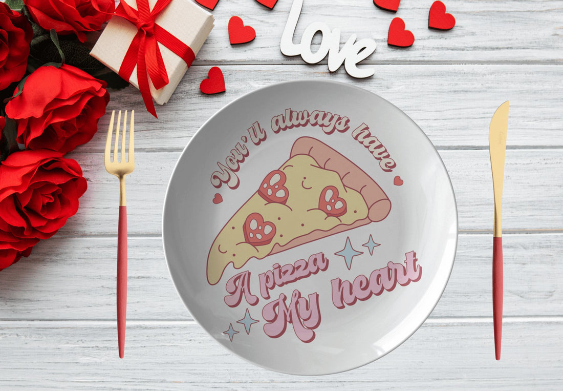 Kate McEnroe New York Retro Mid Century Modern Funny A Pizza My Heart Valentine Dinner PlatePlates9820SINGLE
