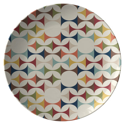 Kate McEnroe New York Retro Mid Century Modern Geometric Dinner Plate in Cream, Teal, Mustard, and RustPlates9820SINGLE